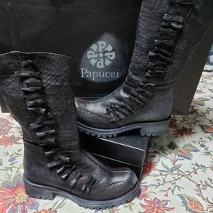 NIB Papucei Black Hand Made Eclectic Tall Boot 7.5